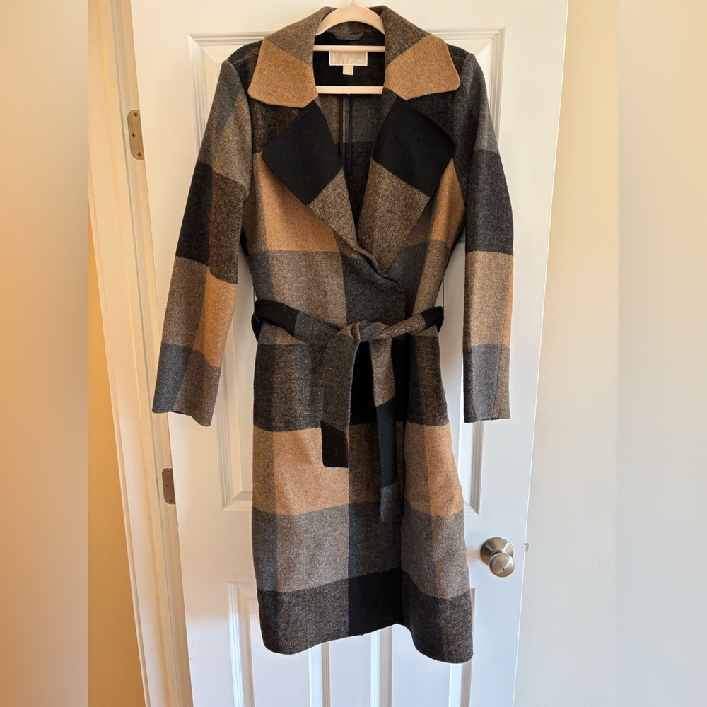MICHAEL KORS. Heavy winter checkered coat, size 10, worn once.